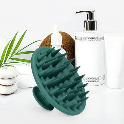 Meartchy Silikon-Kopfhautmassagebürste – Shampoo-Bürste für Haarwachstum und Schuppenentfernung, Kopfhaut-Stimulator und Peeling-Bürste mit weichen Borsten für nasse und trockene Kopfhautpflege (Dunkelgrün)