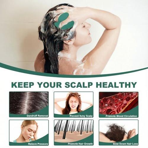 Meartchy Silikon-Kopfhautmassagebürste – Shampoo-Bürste für Haarwachstum und Schuppenentfernung, Kopfhaut-Stimulator und Peeling-Bürste mit weichen Borsten für nasse und trockene Kopfhautpflege (Dunkelgrün)