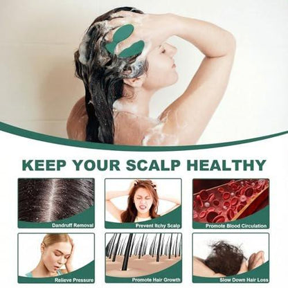 Meartchy Silikon-Kopfhautmassagebürste – Shampoo-Bürste für Haarwachstum und Schuppenentfernung, Kopfhaut-Stimulator und Peeling-Bürste mit weichen Borsten für nasse und trockene Kopfhautpflege (Dunkelgrün)
