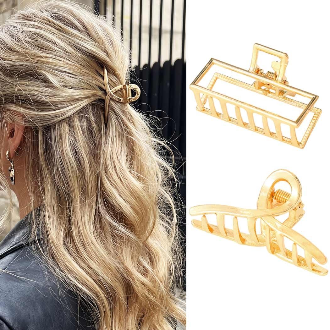 CAKURE Gold Haar Clips Mini Claw Clips für dünnes Haar – Damen Haaraccessoires (2er-Pack)