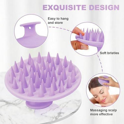Silicone Kopfhaut Massagebürste Shampoo Bürste, Kopfhautbürste für Haarwachstum & Schuppenentfernung, Haar Scrubber Kopfhaut Stimulator Peeling Bürste mit weichen Borsten für nasse & trockene Kopfhautpflege (Helllila)