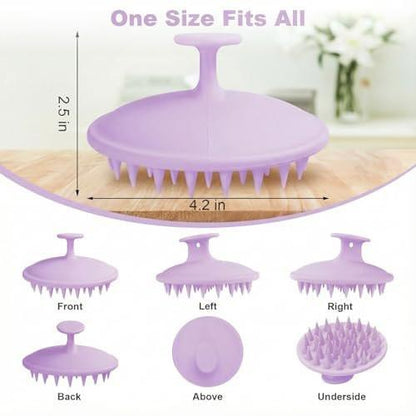 Silicone Kopfhaut Massagebürste Shampoo Bürste, Kopfhautbürste für Haarwachstum & Schuppenentfernung, Haar Scrubber Kopfhaut Stimulator Peeling Bürste mit weichen Borsten für nasse & trockene Kopfhautpflege (Helllila)