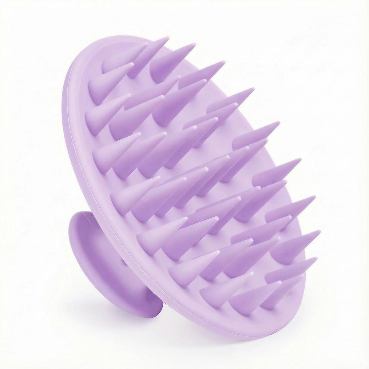 Silicone Kopfhaut Massagebürste Shampoo Bürste, Kopfhautbürste für Haarwachstum & Schuppenentfernung, Haar Scrubber Kopfhaut Stimulator Peeling Bürste mit weichen Borsten für nasse & trockene Kopfhautpflege (Helllila)
