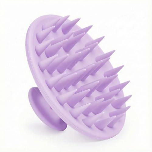 Silicone Kopfhaut Massagebürste Shampoo Bürste, Kopfhautbürste für Haarwachstum & Schuppenentfernung, Haar Scrubber Kopfhaut Stimulator Peeling Bürste mit weichen Borsten für nasse & trockene Kopfhautpflege (Helllila)