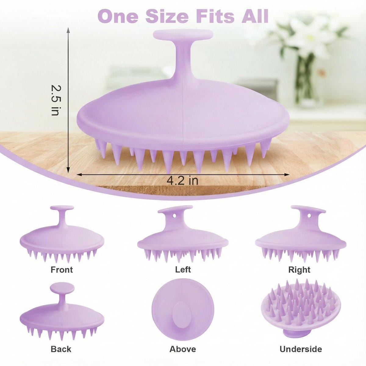 Silicone Kopfhaut Massagebürste Shampoo Bürste, Kopfhautbürste für Haarwachstum & Schuppenentfernung, Haar Scrubber Kopfhaut Stimulator Peeling Bürste mit weichen Borsten für nasse & trockene Kopfhautpflege (Helllila)