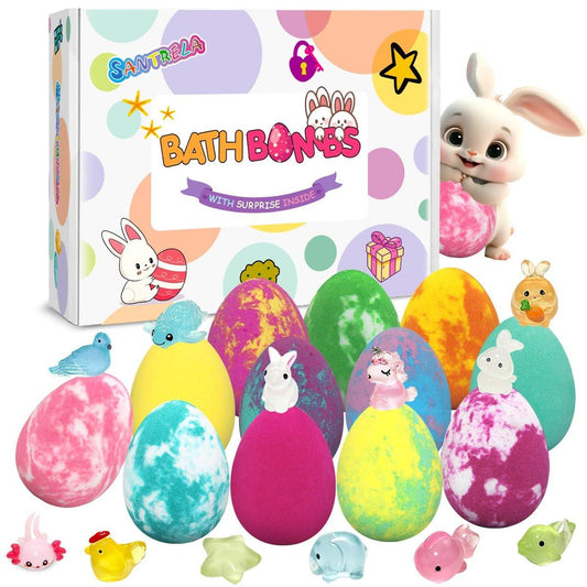 Osterbadeier für Kinder mit Überraschungsspielzeug – 12er-Pack Badebomben, Ostergeschenk für Mädchen und Jungen, Dinosaurier-Ei-Badebomben