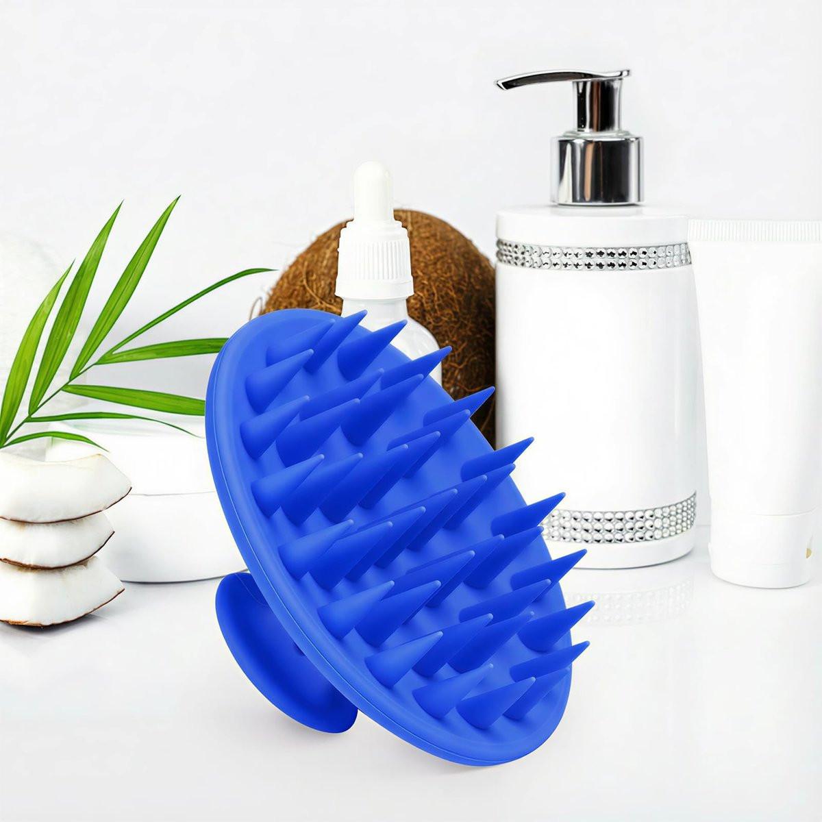 Meartchy Silikon-Kopfhautmassagebürste, Shampoo-Bürste für Haarwachstum & Schuppenentfernung, Haarbürste mit weichen Borsten für nasse und trockene Kopfhautpflege (Ozeanblau)