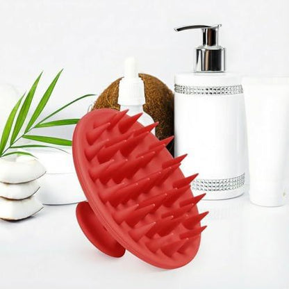 Meartchy Silikon-Kopfhautmassagebürste für Haarwachstum & Schuppenentfernung – Sanfte Borsten für nasse & trockene Kopfhaut (Rubinrot)