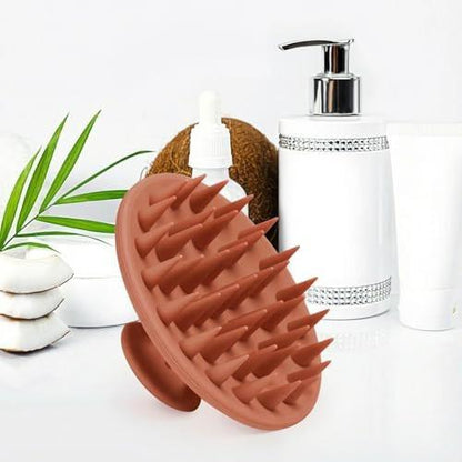 Meartchy Silikon-Kopfhautmassagebürste für die Dusche – Sanfte Borsten für Haarwachstum, Schuppenentfernung und Entspannung – Braun