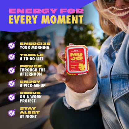 MOJO Energie-Pouches, Tropical Punch Geschmack, 50 mg Koffein pro Pouch, 15 Pouches, Einzelpackung