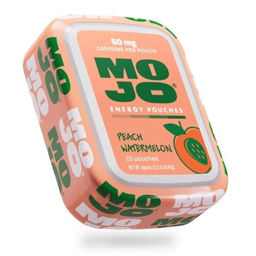 MOJO Energy Pouches Pfirsich-Wassermelone Geschmack, 50 mg Koffein pro Beutel, 15 Beutel, Einzelpackung