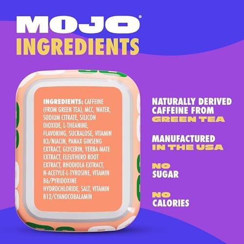 MOJO Energy Pouches Pfirsich-Wassermelone Geschmack, 50 mg Koffein pro Beutel, 15 Beutel, Einzelpackung