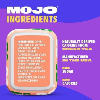 MOJO Energy Pouches Pfirsich-Wassermelone Geschmack, 50 mg Koffein pro Beutel, 15 Beutel, Einzelpackung