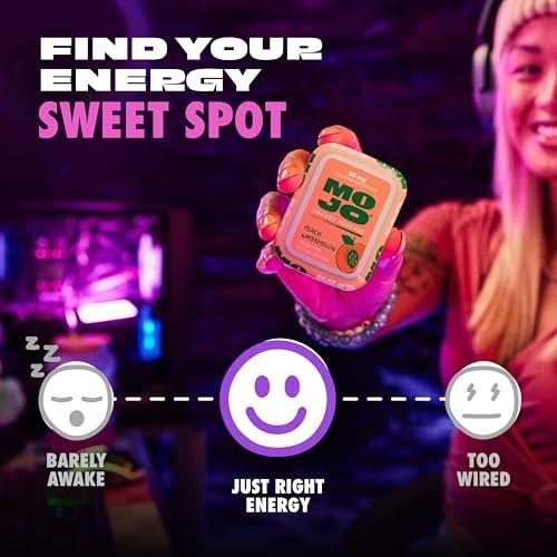 MOJO Energy Pouches Pfirsich-Wassermelone Geschmack, 50 mg Koffein pro Beutel, 15 Beutel, Einzelpackung