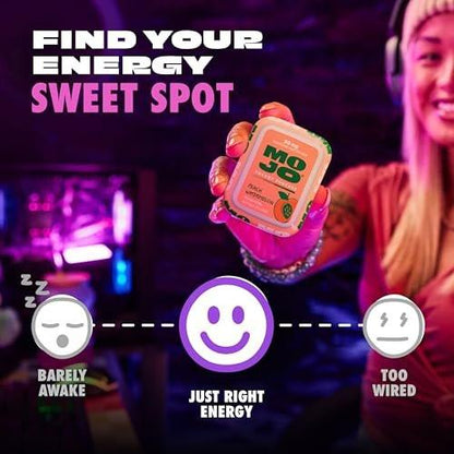 MOJO Energy Pouches Pfirsich-Wassermelone Geschmack, 50 mg Koffein pro Beutel, 15 Beutel, Einzelpackung