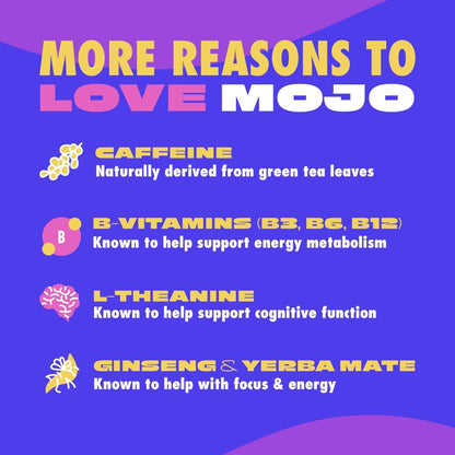 MOJO Energy Pouches Pfirsich-Wassermelone Geschmack, 50 mg Koffein pro Beutel, 15 Beutel, Einzelpackung