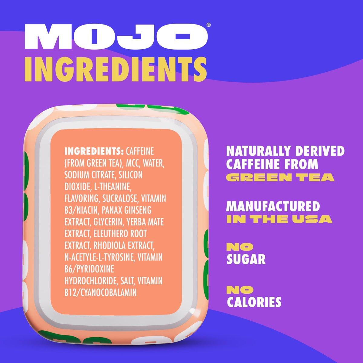 MOJO Energy Pouches Pfirsich-Wassermelone Geschmack, 50 mg Koffein pro Beutel, 15 Beutel, Einzelpackung