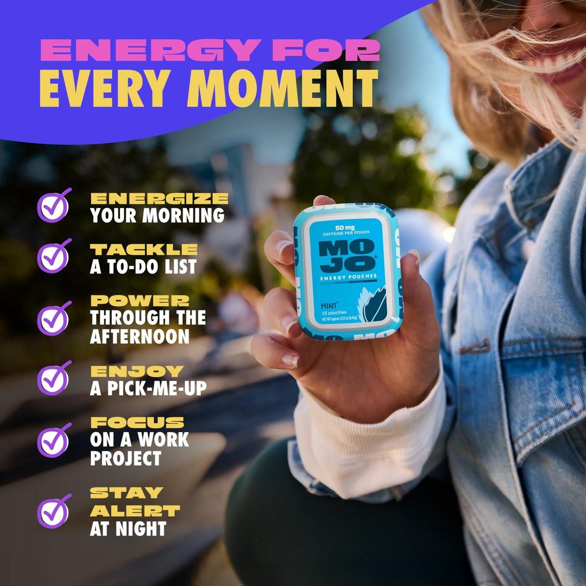 MOJO Energy Pouches Mint – 50 mg Koffein-Pouch, 15 Beutel, Einzelpackung