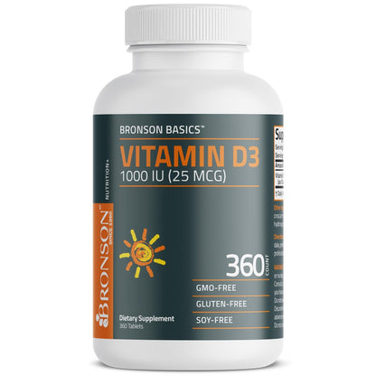 Bronson Vitamin D3 1000 IE (25 µg) Niedrig dosiertes Vitamin D, 360 Tabletten