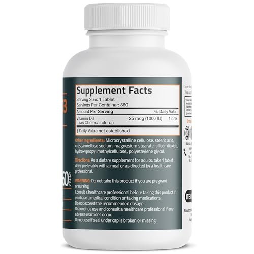 Bronson Vitamin D3 1000 IE (25 µg) Niedrig dosiertes Vitamin D, 360 Tabletten