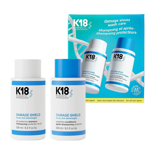 K18 Damage Shield Wash Care Set | Farbschützendes Shampoo & Conditioner (17 Fl Oz) – Reduziert Frizz & Knoten, Schützt vor Schäden
