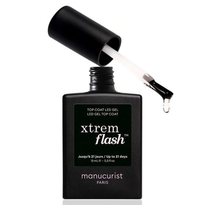 Manucurist New Top Coat Xtrem Flash™ – Gel-Überlack für langanhaltenden Glanz, bis zu 21 Tage Halt, vegan, hergestellt in Frankreich