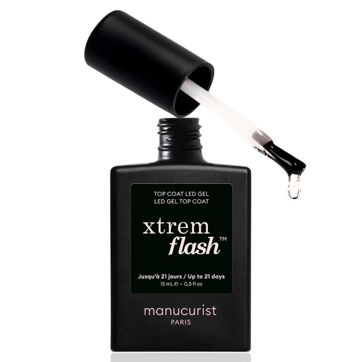Manucurist New Top Coat Xtrem Flash™ – Gel-Überlack für langanhaltenden Glanz, bis zu 21 Tage Halt, vegan, hergestellt in Frankreich