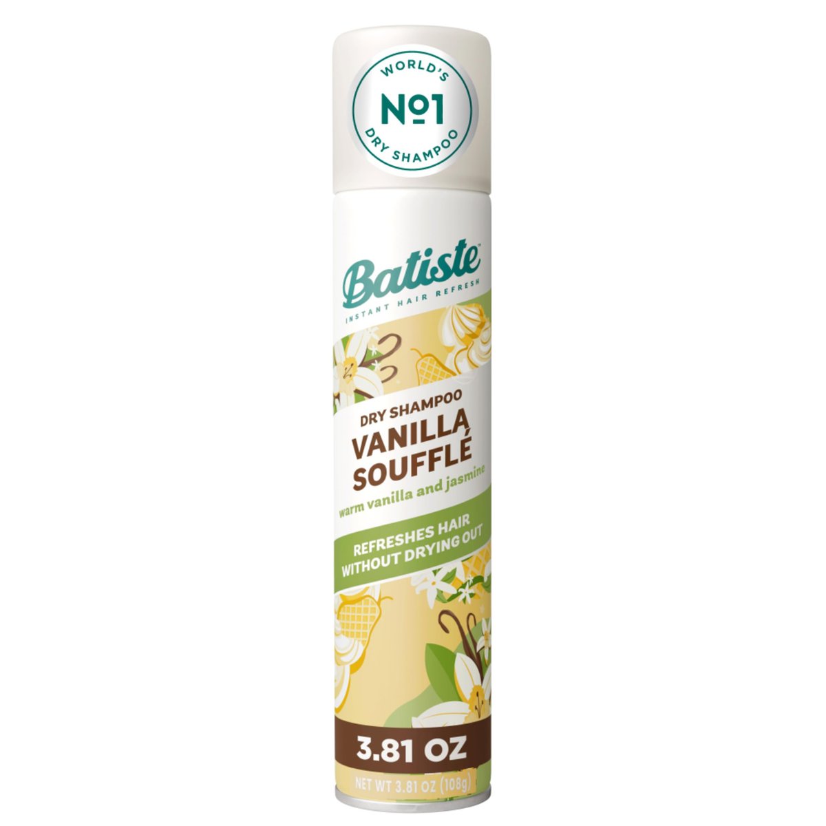 Batiste™ Trockenshampoo, Vanille Souffle, 108 ml – Nr. 1 Sieger-Marke, erfrischt das Haar sofort und absorbiert Öl zwischen den Haarwäschen