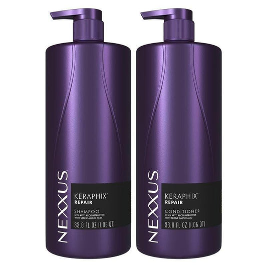 Nexxus KERAPHIX Shampoo & Conditioner 2er-Pack für geschädigtes Haar – Reparatur mit KRT-Keratin-Resistenz-Therapie & flüssigen Kristallaminosäuren, 2x 1 Liter
