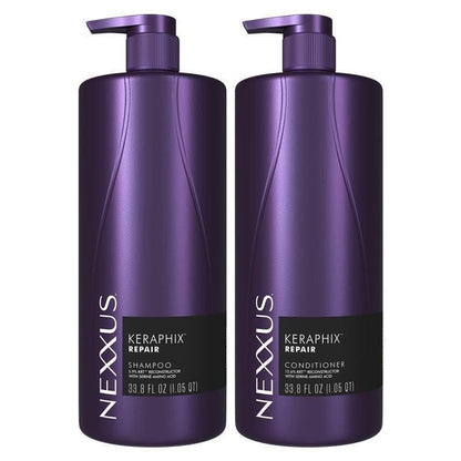 Nexxus KERAPHIX Shampoo & Conditioner 2er-Pack für geschädigtes Haar – Reparatur mit KRT-Keratin-Resistenz-Therapie & flüssigen Kristallaminosäuren, 2x 1 Liter