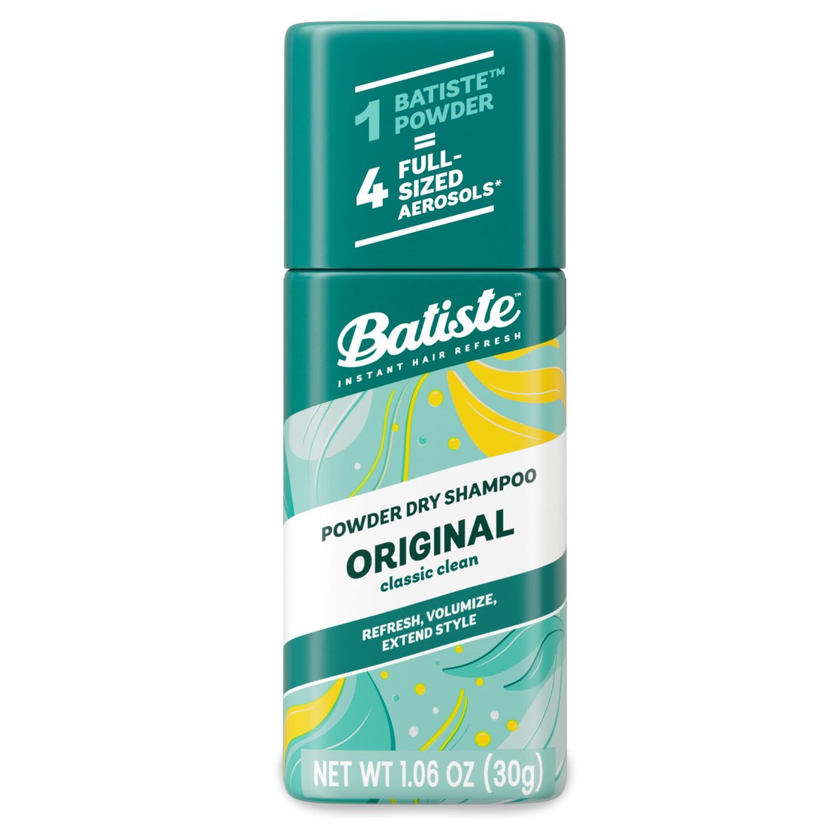 Batiste Puder Trockenshampoo, ölabsorbierend, nicht als Aerosol, nahtlose Vermischung, Originalduft, sofortige Haarauffrischung, TSA-konform (30 g)