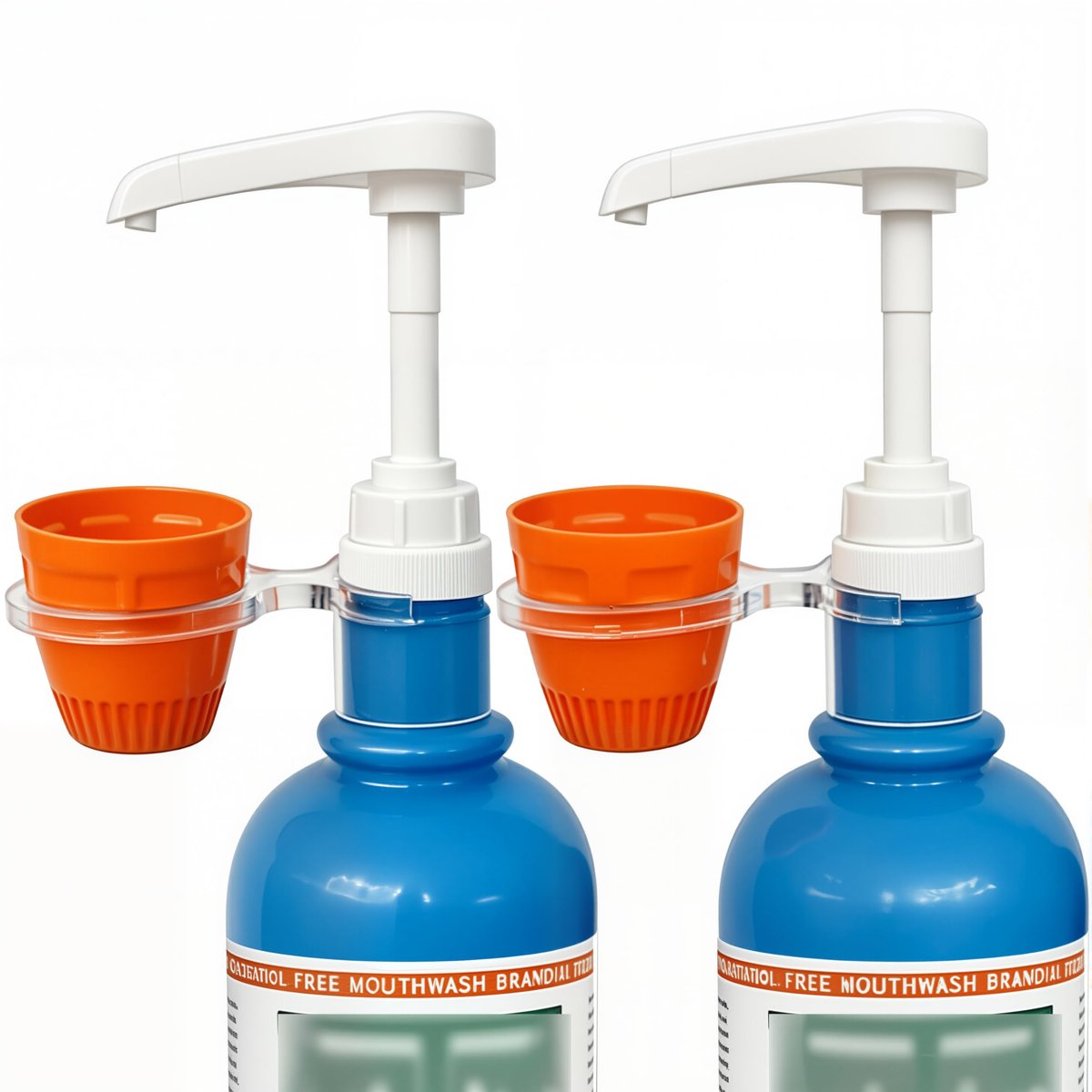 Mundspülungsspender mit Becherhalter – Kompatibel mit TheraBreath 16 Fl Oz – Nachfüllbarer Pumpdispenser fürs Badezimmer – 2er-Pack