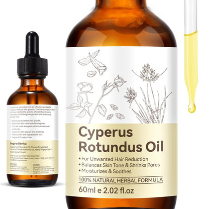 NIFEISHI Cyperus Rotundus Öl für Haarentfernung – Natürliche Formel zur Reduzierung unerwünschter Körperbehaarung, Verkleinerung der Poren, Feuchtigkeitspflege & Beruhigung der Haut – Sanft & geeignet für alle Hauttypen – 2,02 Fl Oz / 60 ml