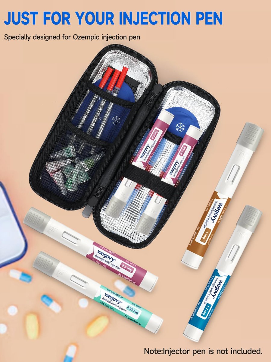 LengKe Insulin-Kühltasche für Reisen – Isolierte Tragetasche für Wegovy Pens mit 2 TSA-zugelassenen Kühlakkus, langanhaltende Kühlung für tägliche Nutzung und Reisen