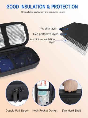 LengKe Insulin-Kühltasche für Reisen – Isolierte Tragetasche für Wegovy Pens mit 2 TSA-zugelassenen Kühlakkus, langanhaltende Kühlung für tägliche Nutzung und Reisen