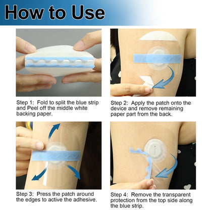 Kuruyo 100 Stück Dexcom G7 Over Patches – Transparente, wasserdichte und hypoallergene Haftpflaster für Sensoren, 15 Tage Haltbarkeit, Latexfrei