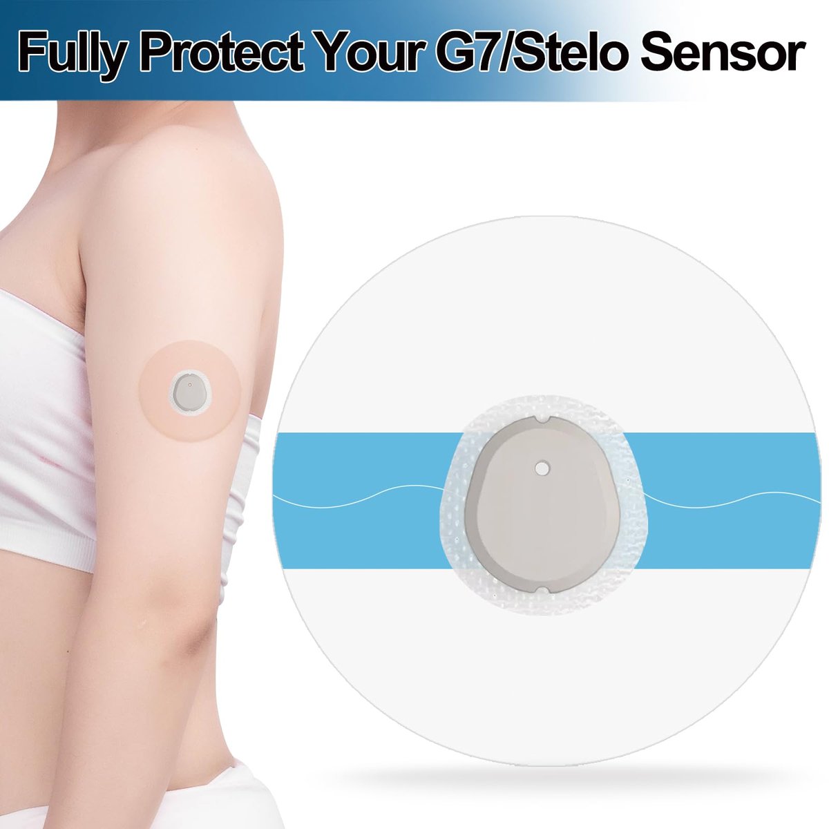 Kuruyo 100 Stück Dexcom G7 Over Patches – Transparente, wasserdichte und hypoallergene Haftpflaster für Sensoren, 15 Tage Haltbarkeit, Latexfrei