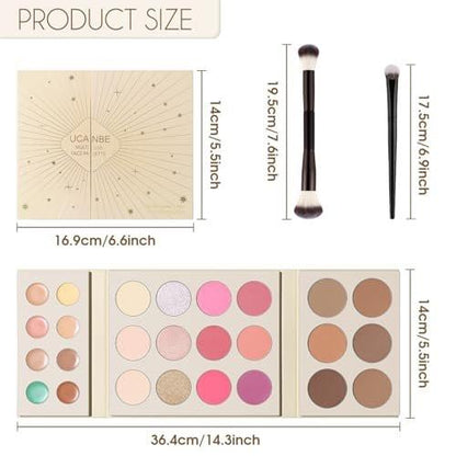 UCANBE 26 Farben Gesichts-Makeup-Paletten-Set, All-in-One Makeup-Set mit Concealer, Highlighter, Rouge, Bronzer und 2 Pinseln – Vielseitiges Beauty-Makeup-Geschenkset für Frauen, Reisefreundlich