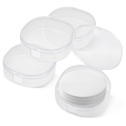 TAHULIK 4er-Set Aufbewahrungsbox für Wattepads, Kosmetik-Wattepads-Spender, tragbarer Reisebehälter aus Kunststoff, weiß