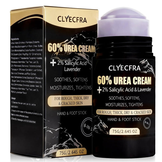 8-in-1 60% Urea-Balsam mit 2% Salicylsäure & Lavendel – Hand- & Fußstick, Fußcreme 60 Prozent für maximale Stärke bei rauer, trockener, dicker & rissiger Haut, Hornhautentferner, tiefe Feuchtigkeitspflege