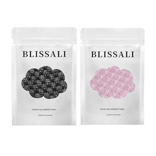 2er-Pack Blissal Peeling-Duschhandtuch – Tiefenpeeling, sanft & schnell trocknend, 122 cm