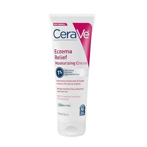 CeraVe Eczema Relief Feuchtigkeitscreme mit Kolloidalem Hafermehl, Sheabutter & Vitamin E für trockene Haut & Juckreizlinderung, Steroidfrei & Parabenfrei, 227 g