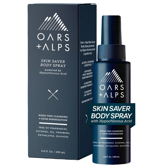 Oars + Alps Skin Saver Body Spray mit Hypochloriger Säure – Beseitigt Gerüche, Erfrischt & Beruhigt Irritationen & Rötungen – Nach Workouts, Reisen & der Rasur – Sichere & Saubere Inhaltsstoffe – 200 ml