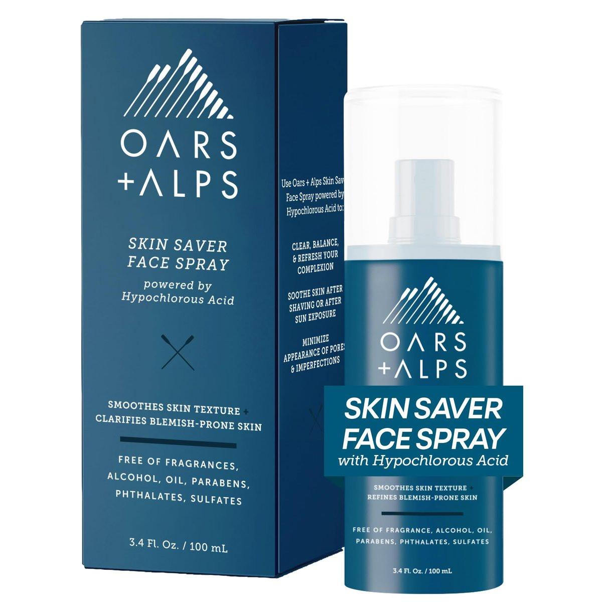 Oars + Alps Skin Saver Gesichtsspray für empfindliche Haut – Beruhigendes Gesichtsspray mit hypochloriger Säure gegen Pickel, Juckreiz, Hautausschläge, Rötungen, nach dem Training und auf Reisen – Sichere & saubere Inhaltsstoffe, 100 ml