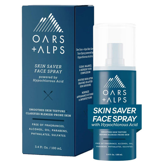 Oars + Alps Skin Saver Gesichtsspray für empfindliche Haut – Beruhigendes Gesichtsspray mit hypochloriger Säure gegen Pickel, Juckreiz, Hautausschläge, Rötungen, nach dem Training und auf Reisen – Sichere & saubere Inhaltsstoffe, 100 ml