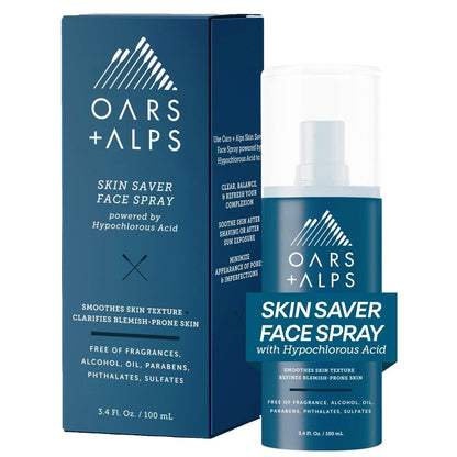 Oars + Alps Skin Saver Gesichtsspray für empfindliche Haut – Beruhigendes Gesichtsspray mit hypochloriger Säure gegen Pickel, Juckreiz, Hautausschläge, Rötungen, nach dem Training und auf Reisen – Sichere & saubere Inhaltsstoffe, 100 ml