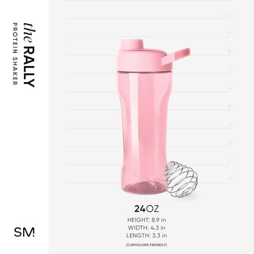 Simple Modern Rally Plastik Protein Shaker Flasche mit Ball | 24 oz Auslaufsicherer Becher für Proteinshakes, Mixgetränke, Elektrolyte, Pre Workout | Blush Mix