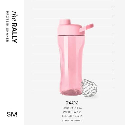 Simple Modern Rally Plastik Protein Shaker Flasche mit Ball | 24 oz Auslaufsicherer Becher für Proteinshakes, Mixgetränke, Elektrolyte, Pre Workout | Blush Mix