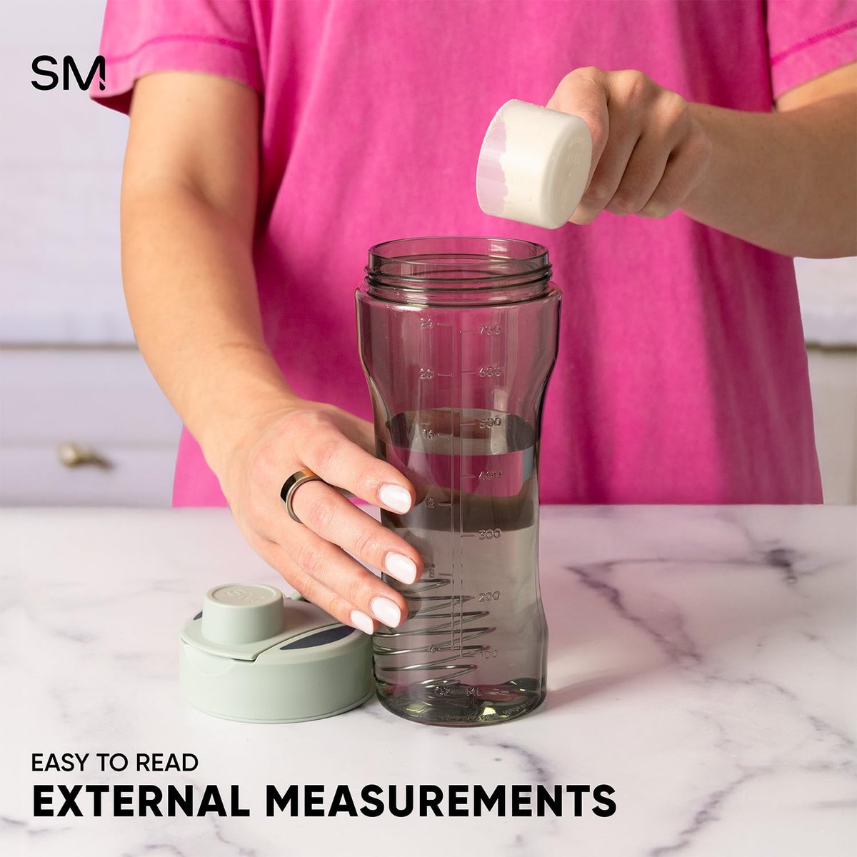 Simple Modern Rally Plastik Protein Shaker Flasche mit Ball | 24 oz Auslaufsicherer Becher für Proteinshakes, Mixgetränke, Elektrolyte, Pre Workout | Blush Mix