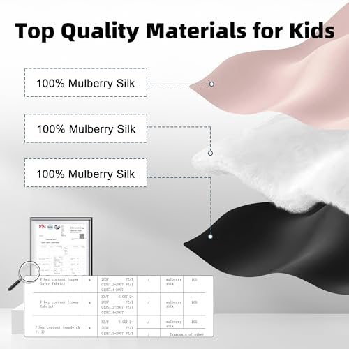 Seiden Schlafmaske für Kinder – 100% echte Naturseide, verstellbar, weich & leicht – Schlafbrille für Jungen & Mädchen (Pink)